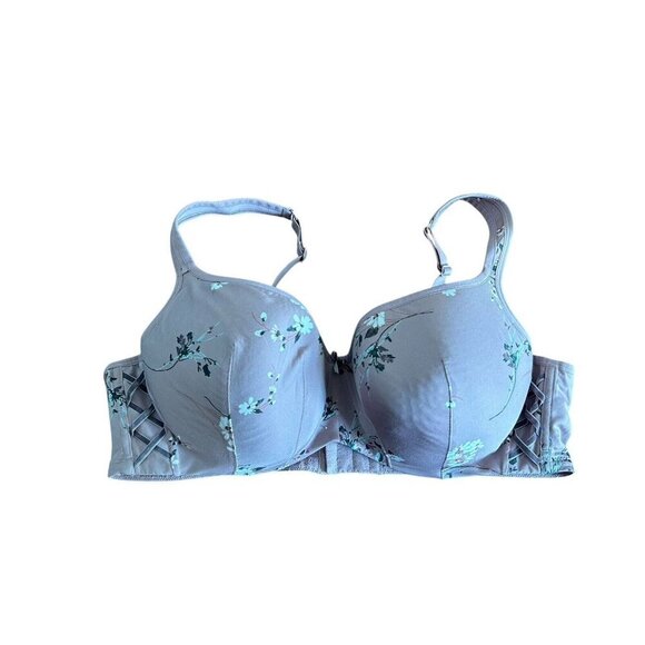 Cacique Lane Bryant Mauve Floral Lighty Lined Balconette Bra Plus Size 44D - Picture 1 of 7